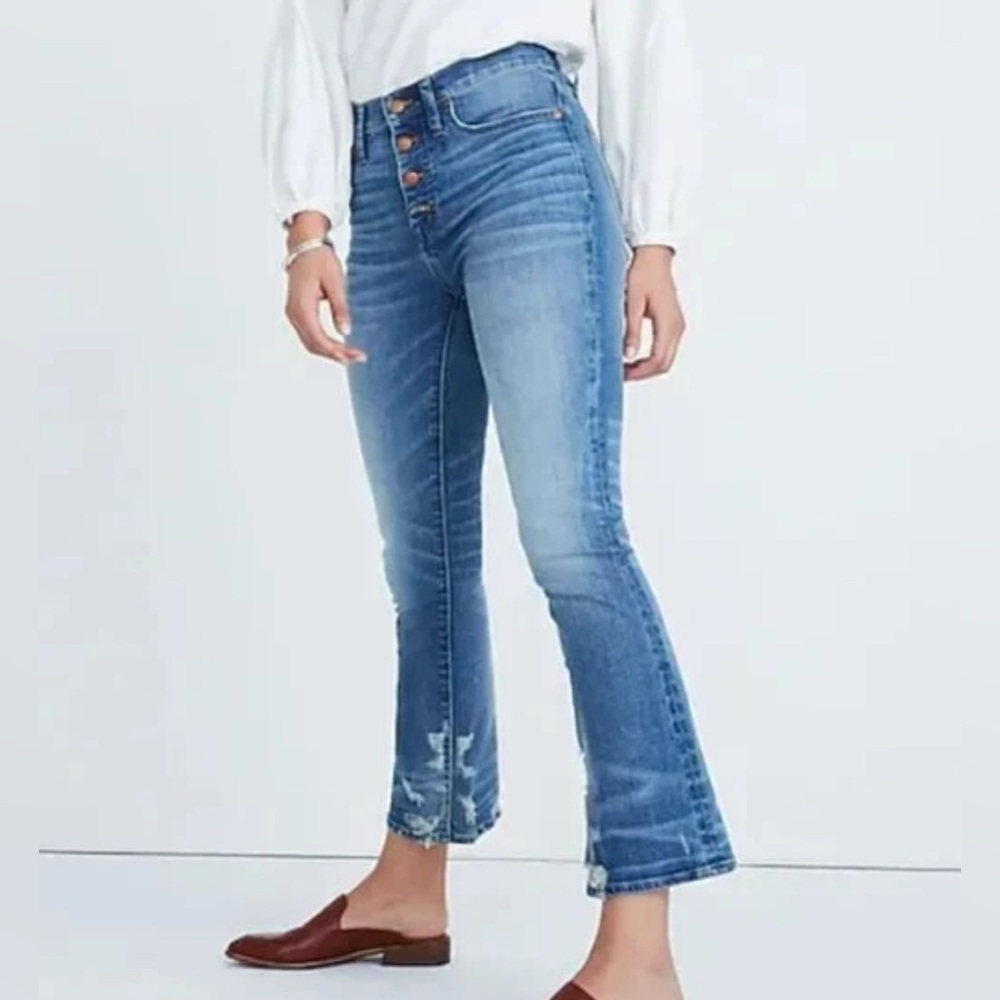 Madewell Light Blue Cropped Jeans with Distressed Hem